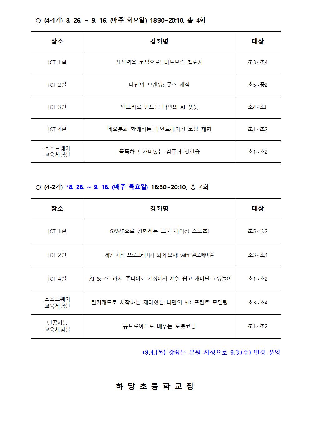 충청북도교육연구정보원 정보교육부_2025. 하굣길 SW·AI교실(하반기) 운영 안내문(4기)002